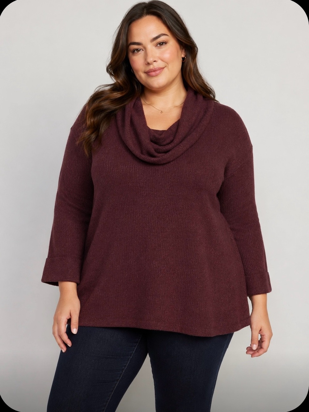Forgotten Grace burgundy Cowl Neck Sweater xl